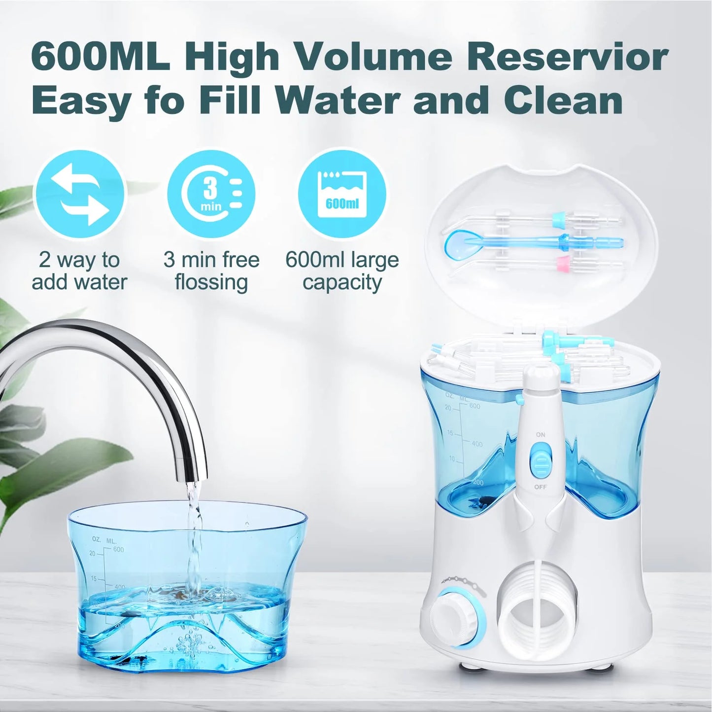 Portable Cordless Water Flosser - Electric Oral Irrigator for Braces - Adults/Kids 