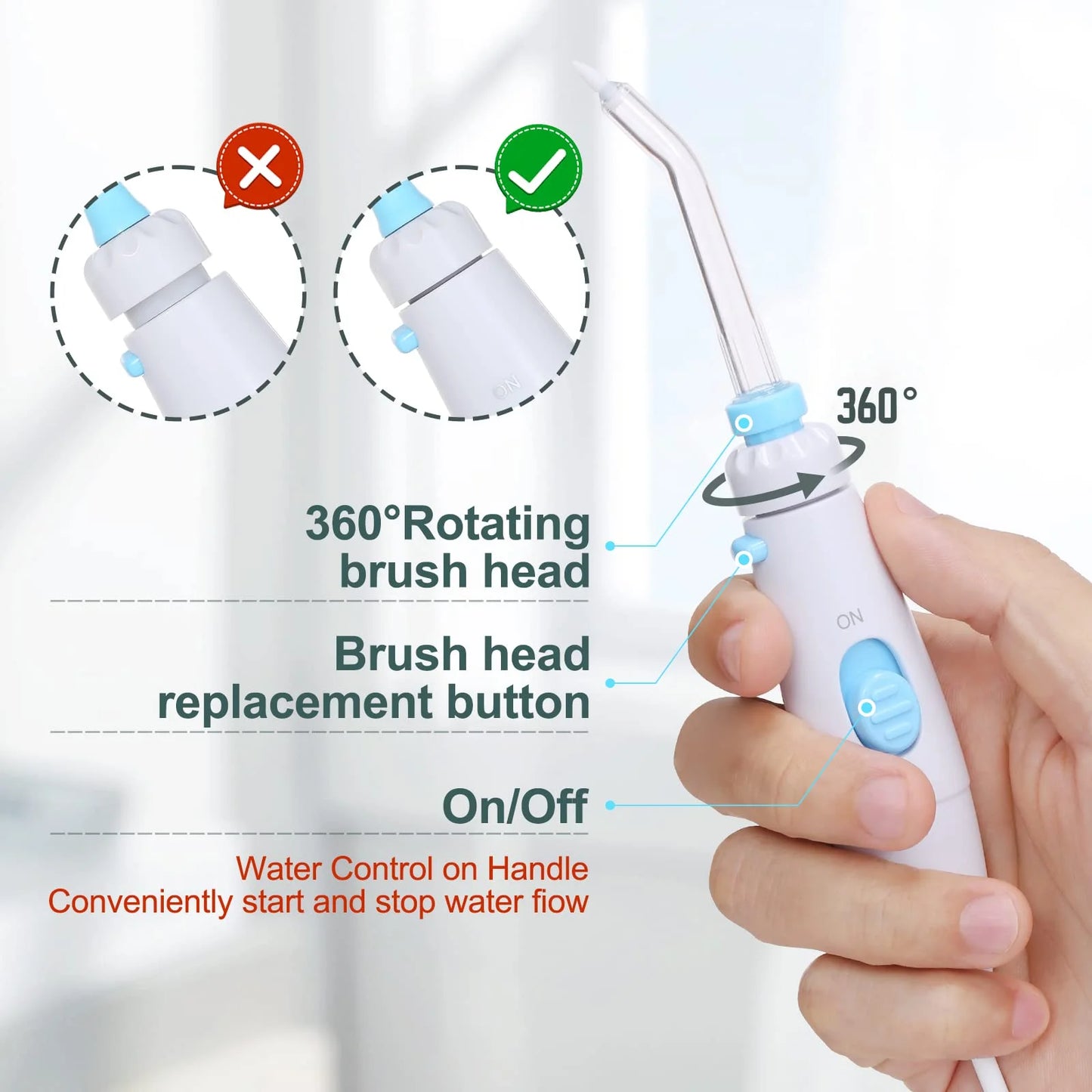 Portable Cordless Water Flosser - Electric Oral Irrigator for Braces - Adults/Kids 