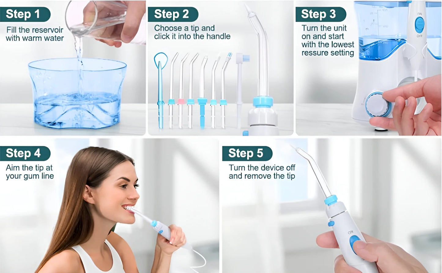 Portable Cordless Water Flosser - Electric Oral Irrigator for Braces - Adults/Kids 
