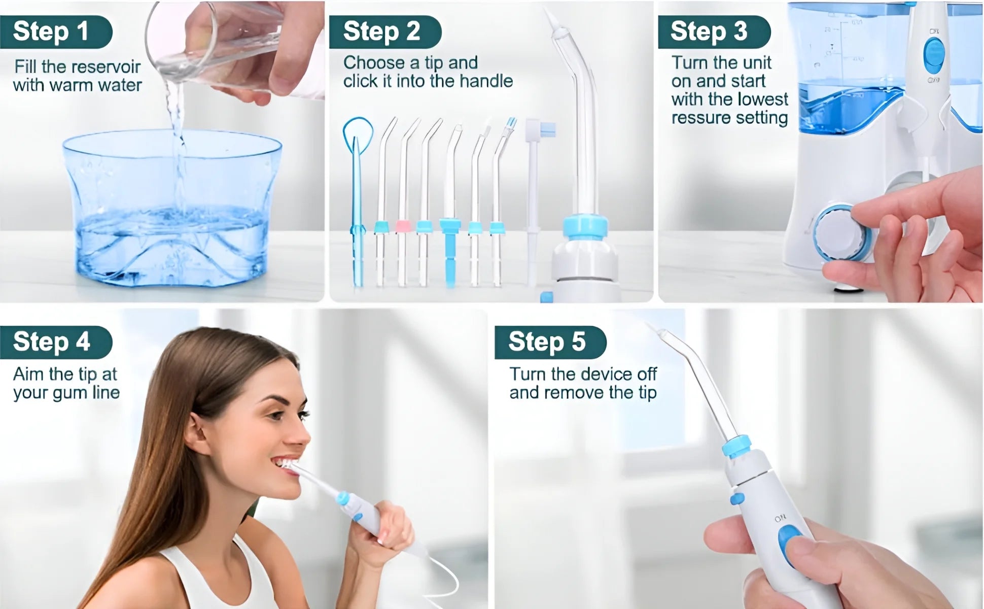 Portable Cordless Water Flosser - Electric Oral Irrigator for Braces - Adults/Kids 
